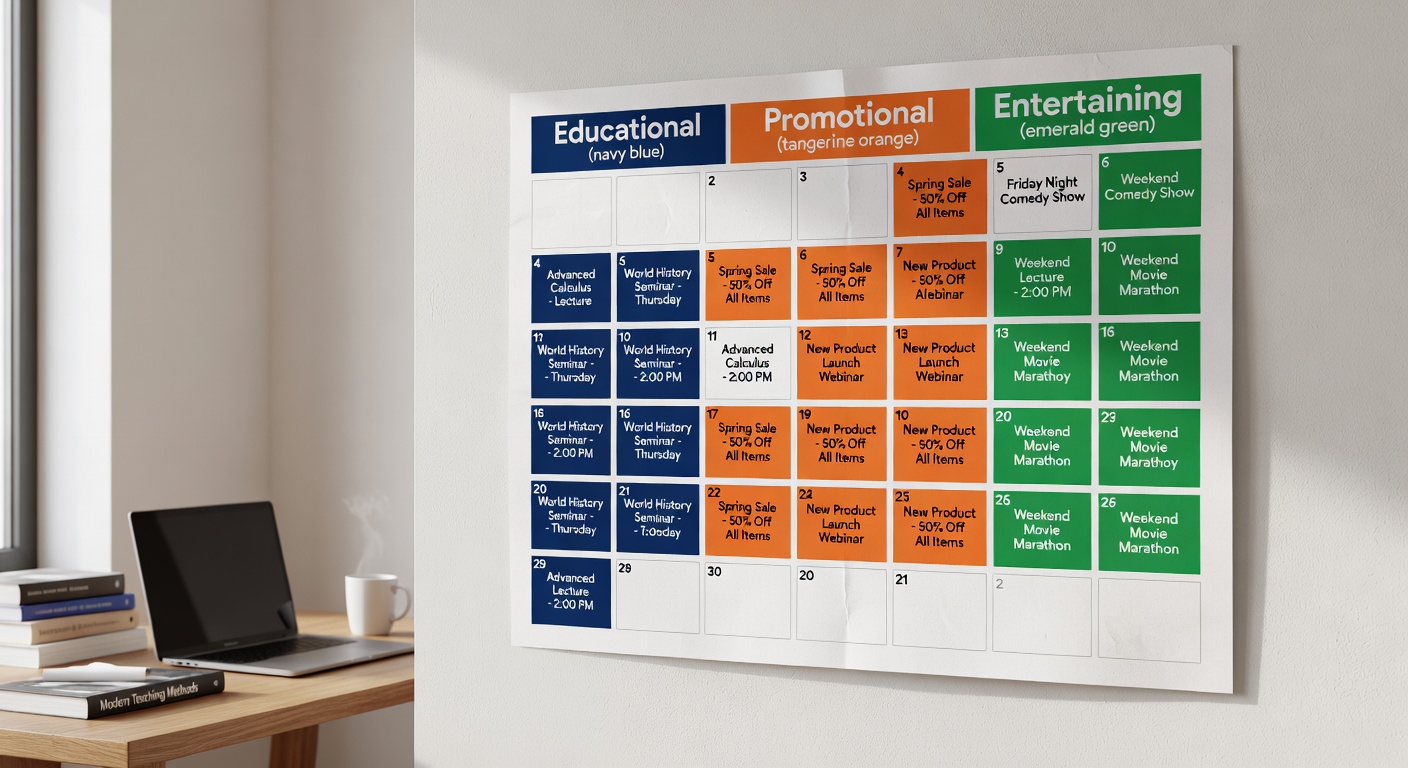 Color Coded Content Calendar